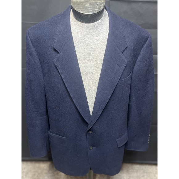 HART SCHAFFNER & MARX 100% Camel‎ Hair Blazer Navy Blue 44 Long - Picture 1 of 9